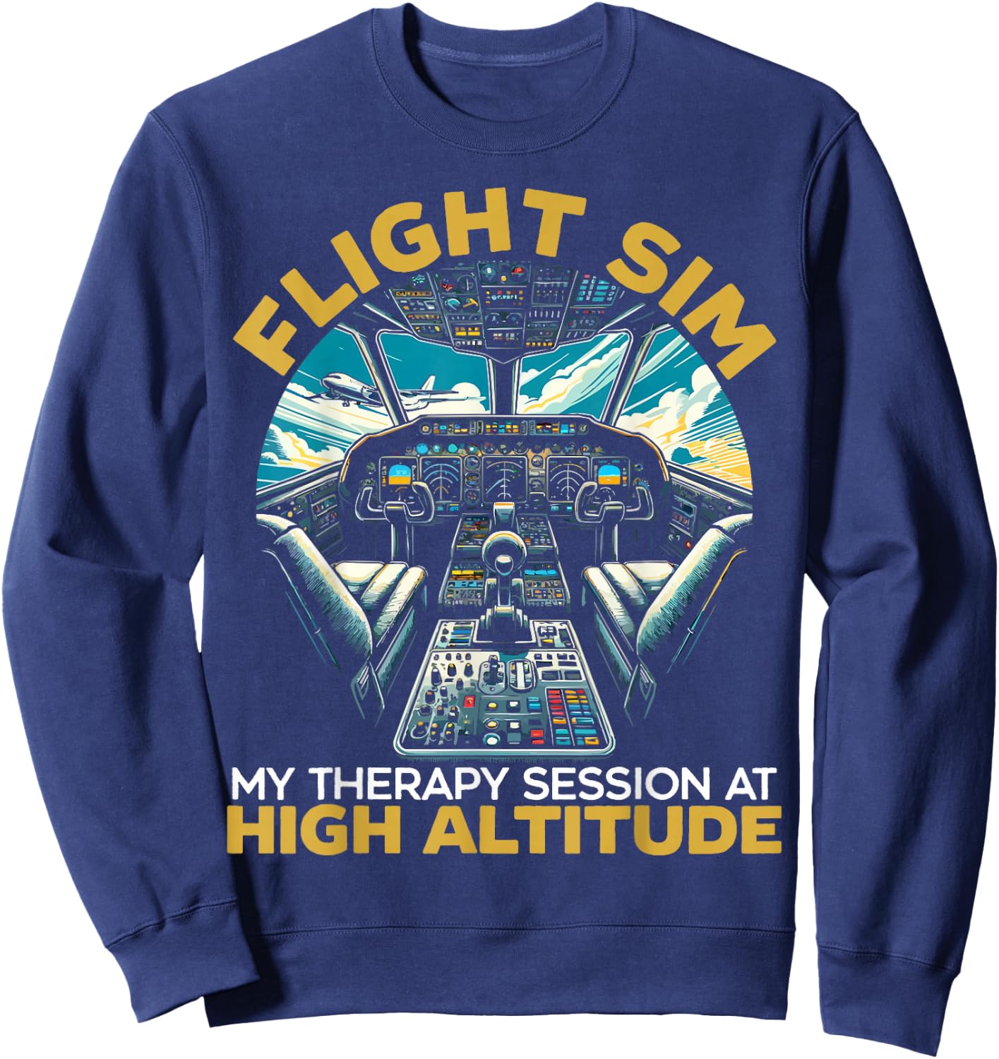 Flight Simulator Aviation Console Pilot Flight Simulation Sweatshirt - Sweatshirt | Navy