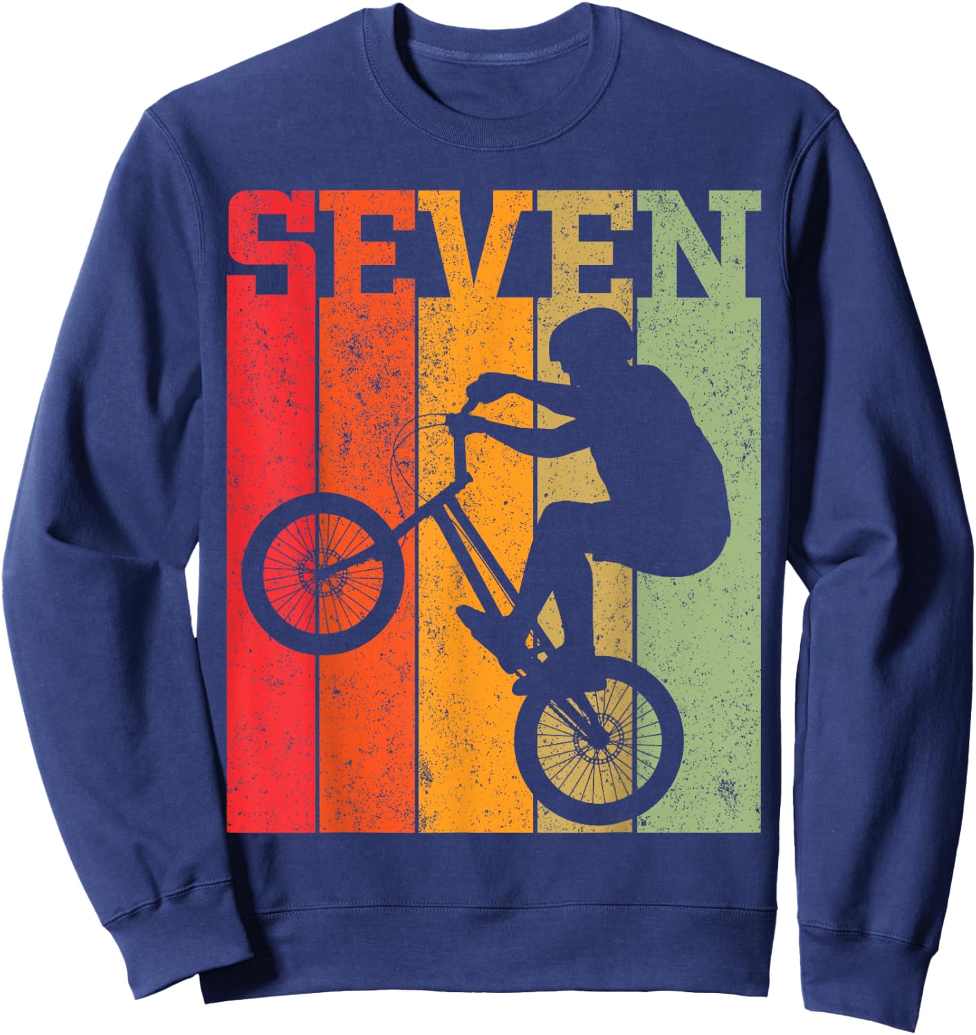 7th Birthday Boys 7 Year Old Seven BMX Bike racing bicycle Sweatshirt - Sweatshirt | Navy