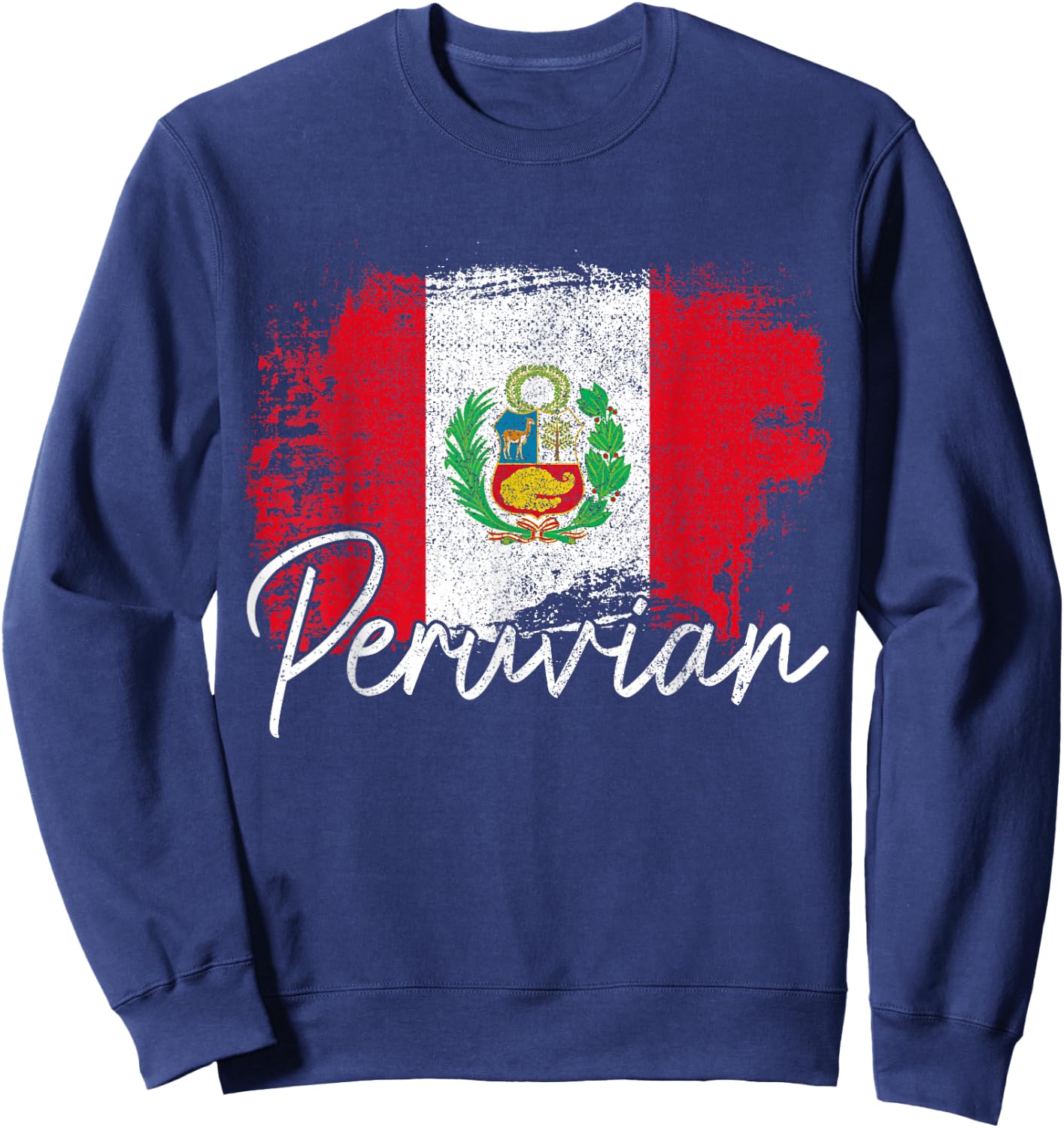Peru Vintage Flag Peru Pride Roots Sweatshirt - Sweatshirt | Navy