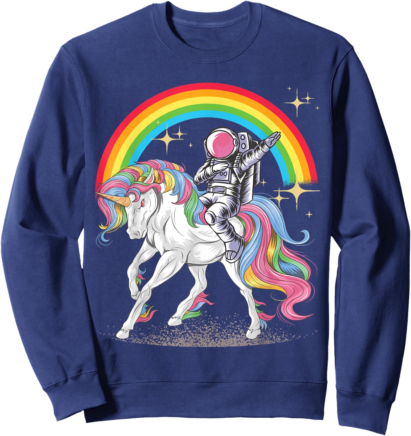 Dabbing Astronaut riding Unicorn Rainbow Sweatshirt - Sweatshirt | Navy