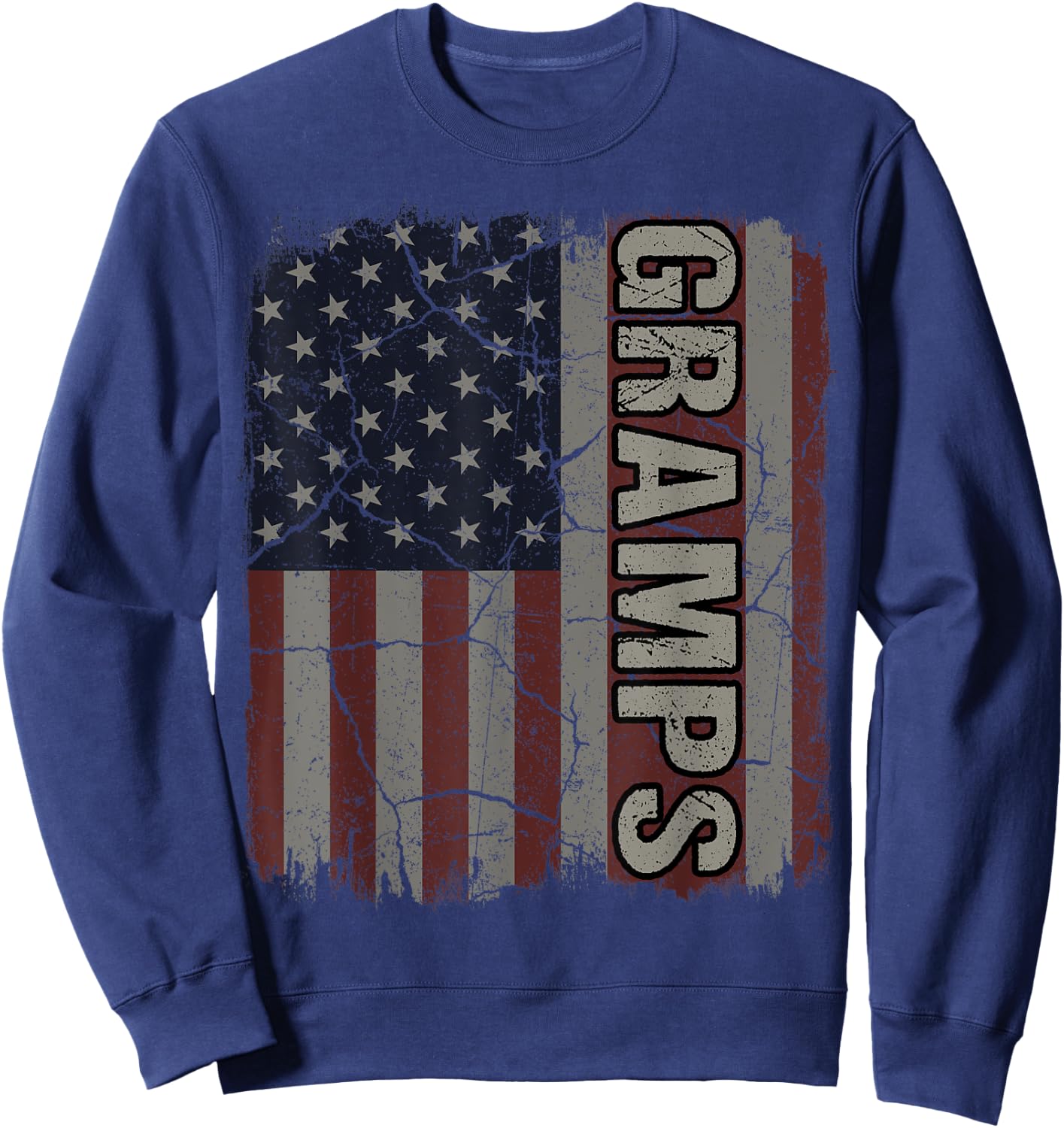 Gramps American Flag Vintage Father's Day 4th of July Gift Sweatshirt - Sweatshirt | Navy