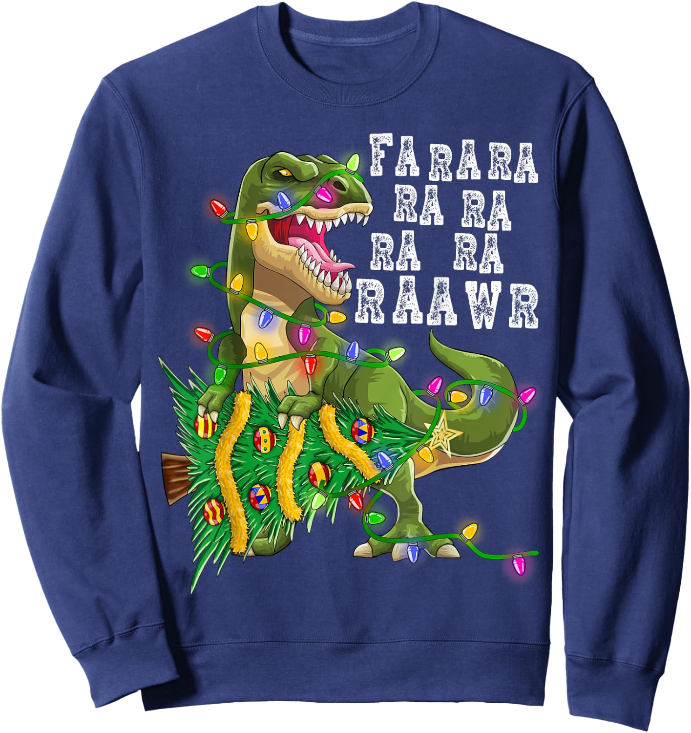 Dinosaur Christmas Fa Ra Rawr Tree Rex Boys Xmas Gift Sweatshirt - Sweatshirt | Navy