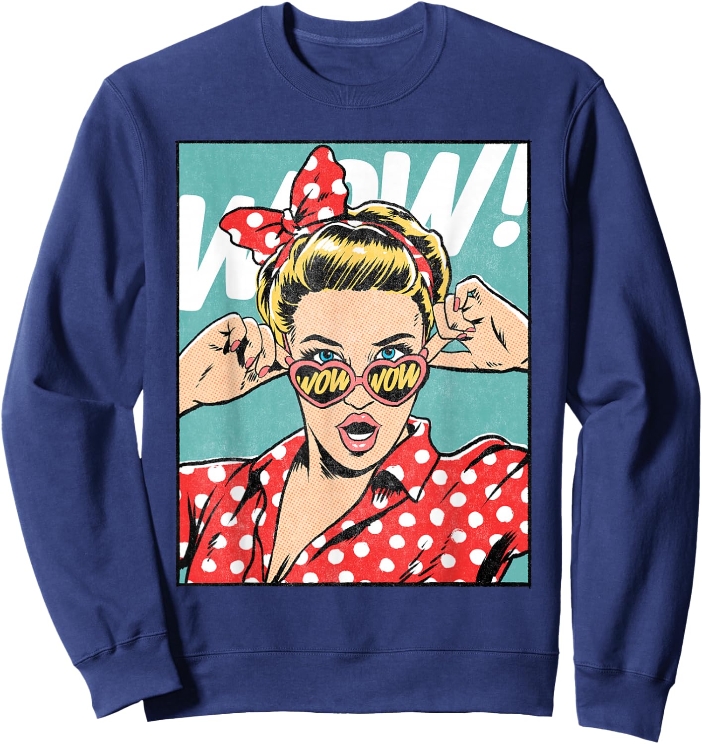 Wow Surprise Face Pop Art Comic Book Popular Culture Artist Sweatshirt - Sweatshirt | Navy