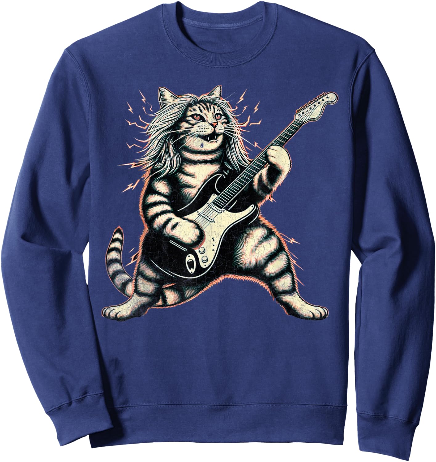 Funny Heavy Rock Band Cat Gifts Cat Mom Dad Sweatshirt - Sweatshirt | Navy