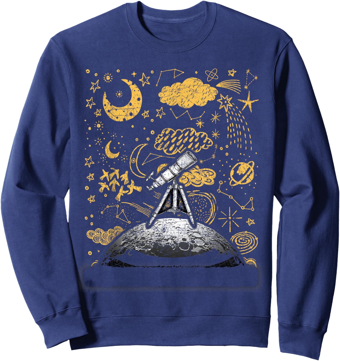 Moon Spaceship Astronomy Planets Astronaut Sweatshirt - Sweatshirt | Navy