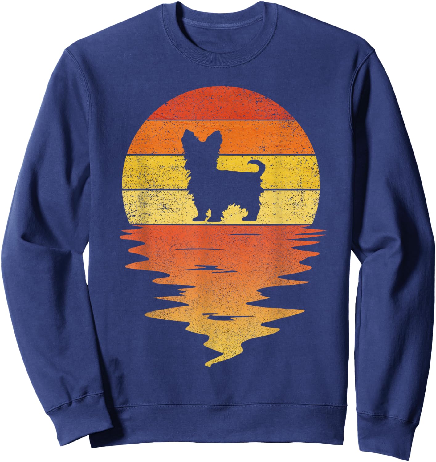 Yorkie Shirt 70s Vintage Retro Sunset Yorkie Sweatshirt - Sweatshirt | Navy