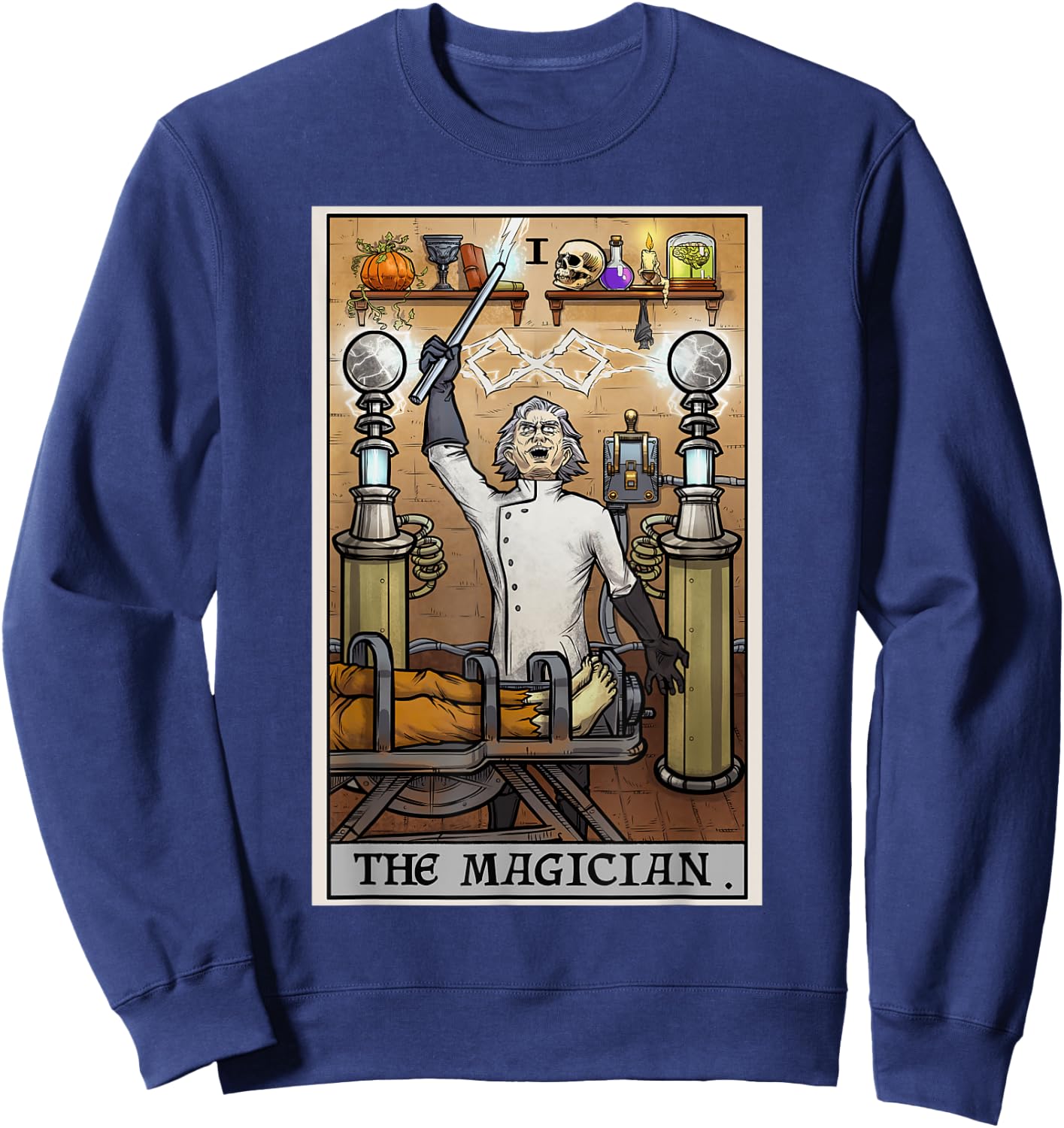The Magician Tarot Card Halloween Mad Scientist Horror Goth Sweatshirt - Sweatshirt | Navy