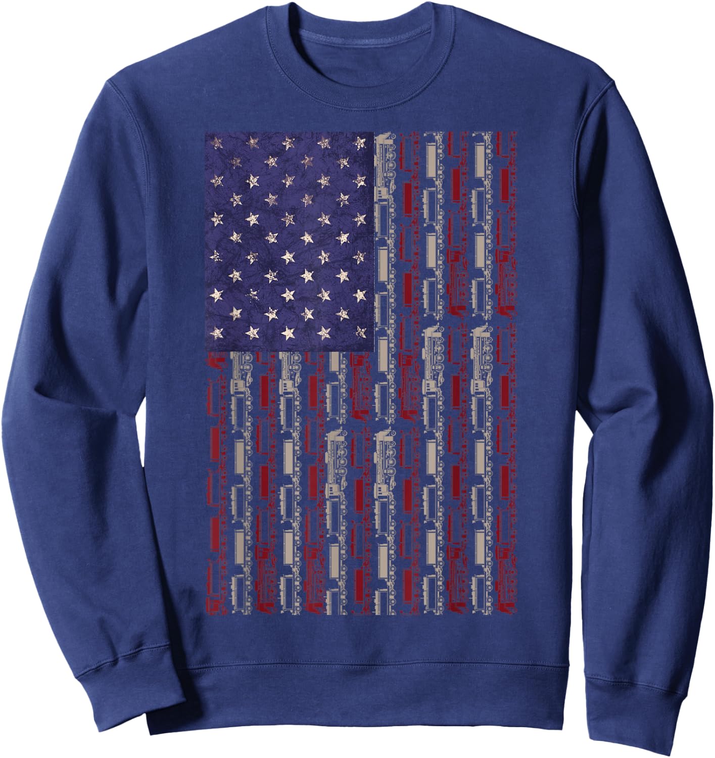American Flag Railroad Train 4th of July Engine Driver Sweatshirt - Sweatshirt | Navy