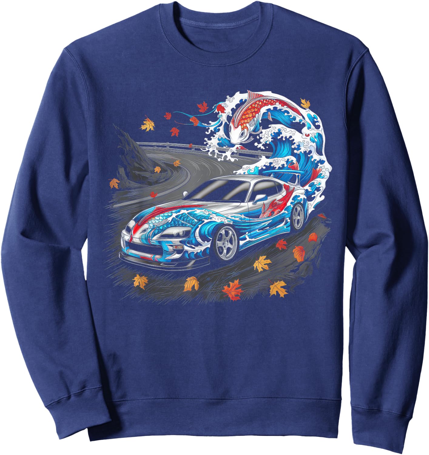 Japanese Car Men JDM Japan Street Racing Streetwear Sweatshirt - Sweatshirt | Navy
