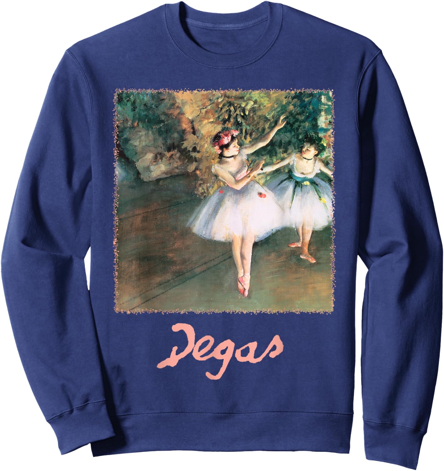 Two Dancers on a Stage by Edgar Degas, Vintage Ballet Art Sweatshirt - Sweatshirt | Navy
