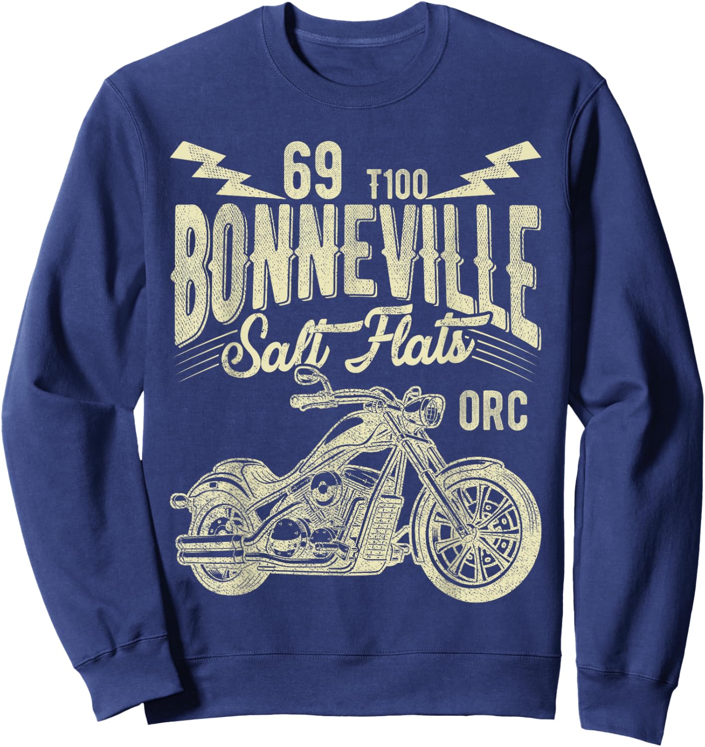 Retro Motorcycle Rider Funny Bonneville Salt Flats Vintage Sweatshirt - Sweatshirt | Navy