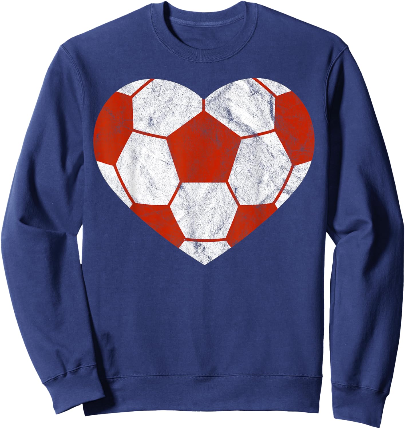 Vintage Football Heart Gift Soccer Player Valentine's Day Sweatshirt - Sweatshirt | Navy