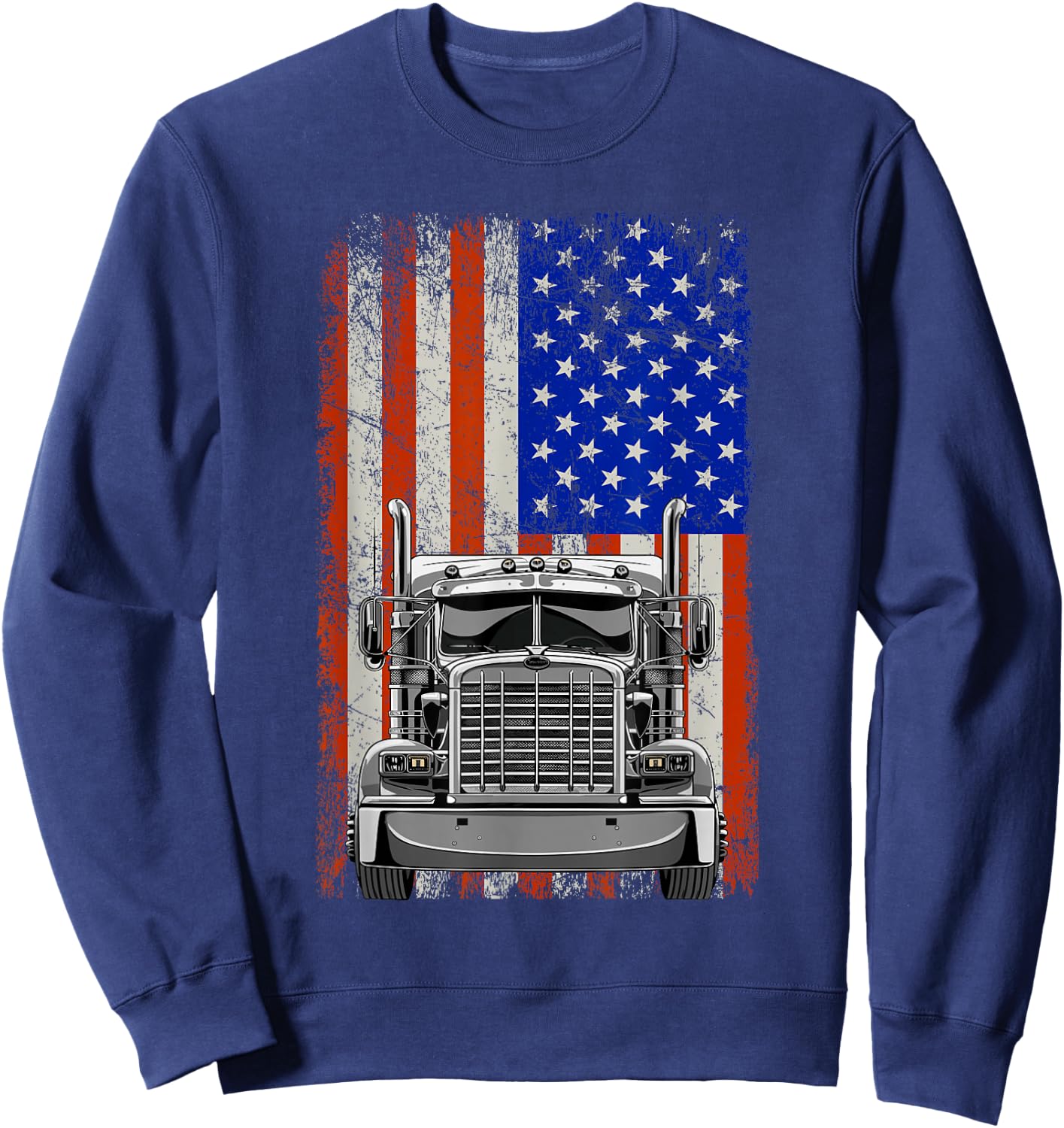 US American Flag Semi Truck Driver Sweatshirt - Sweatshirt | Navy