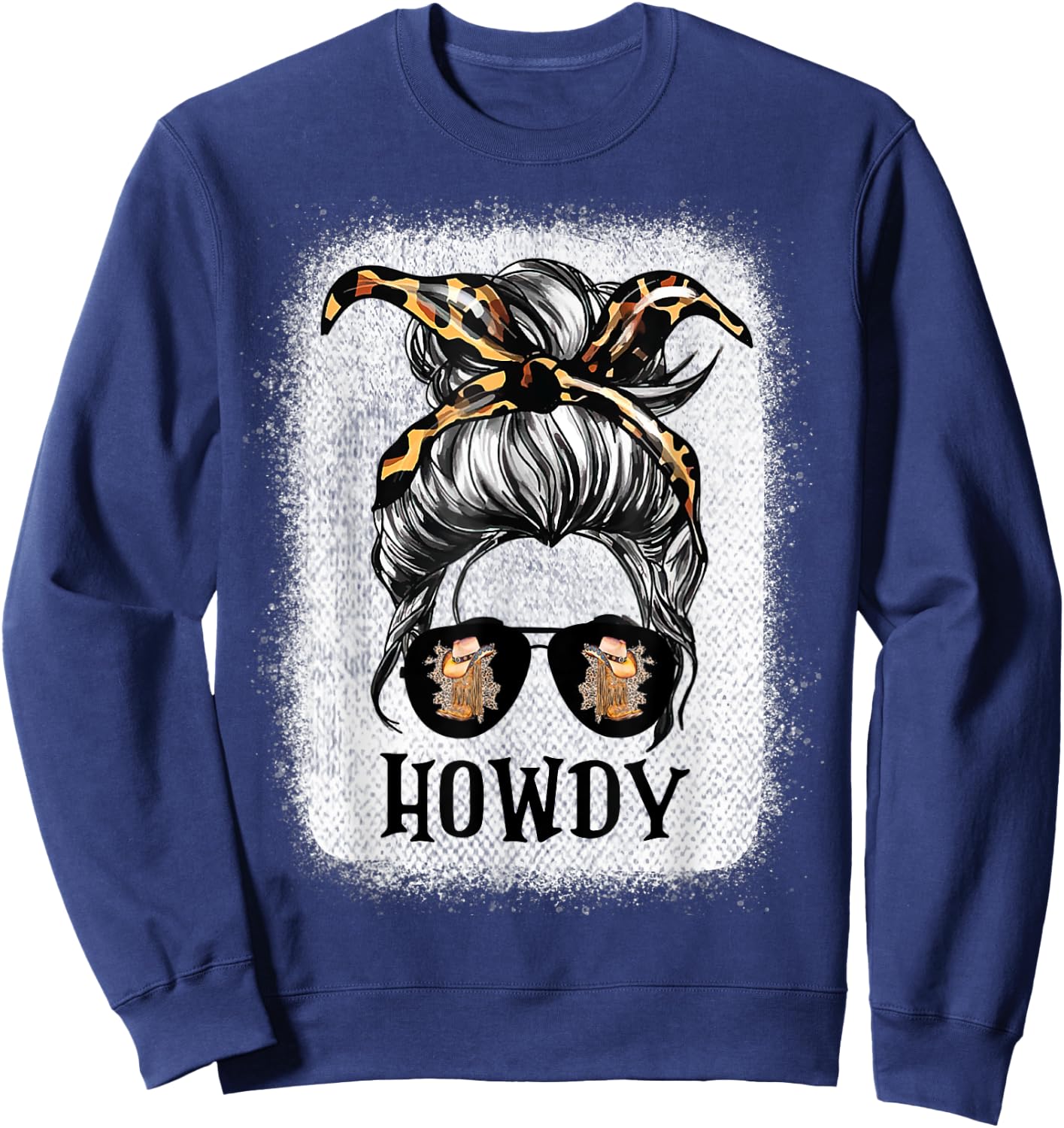 Messy Bun Hat Howdy Rodeo Western Country Southern Cowgirl Sweatshirt - Sweatshirt | Navy