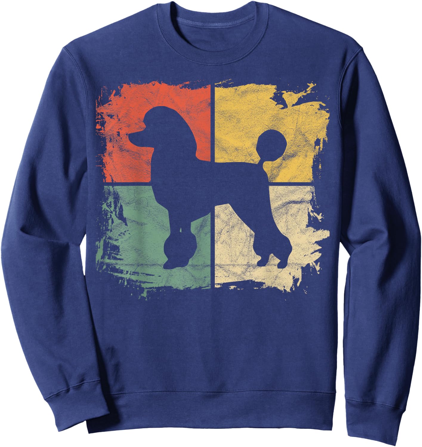 Square Retro Poodle Owner Gift Dog Poodle Dad Mom Women Girls Kids Sweatshirt - Sweatshirt | Navy