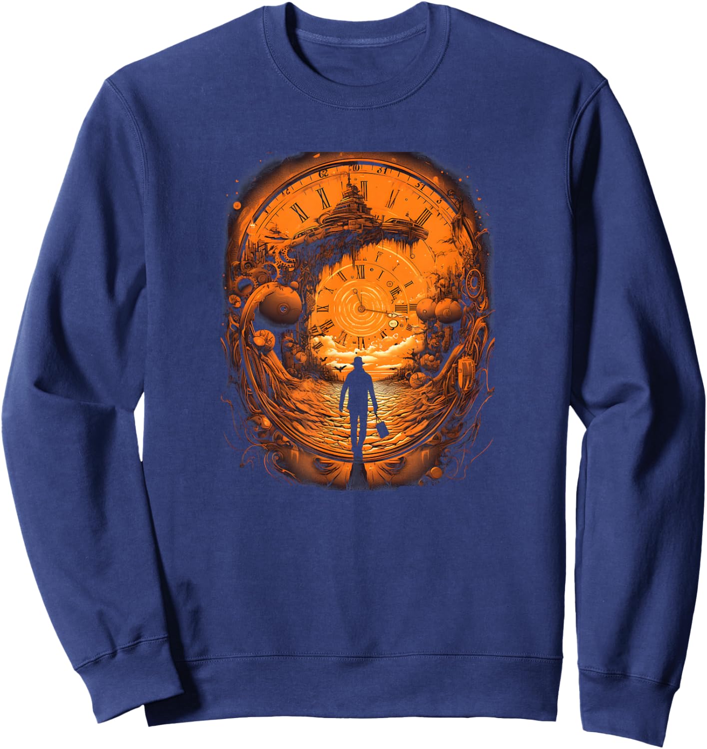 Time Traveler: Time Travel Tunnel Scientist in Time Machine Sweatshirt - Sweatshirt | Navy