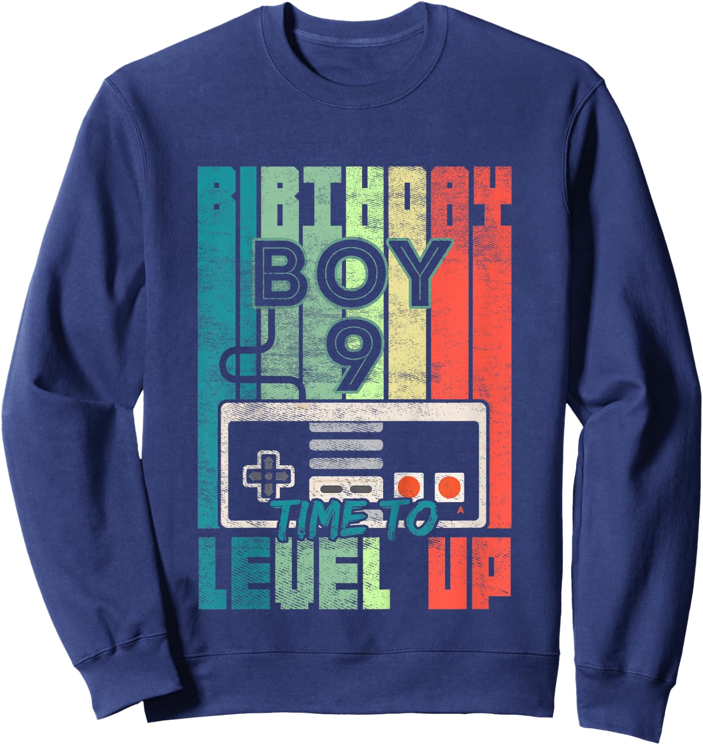 Kids Birthday Boy 9 Time to Level Up 9 Birthday Boy Level Up Sweatshirt - Sweatshirt | Navy