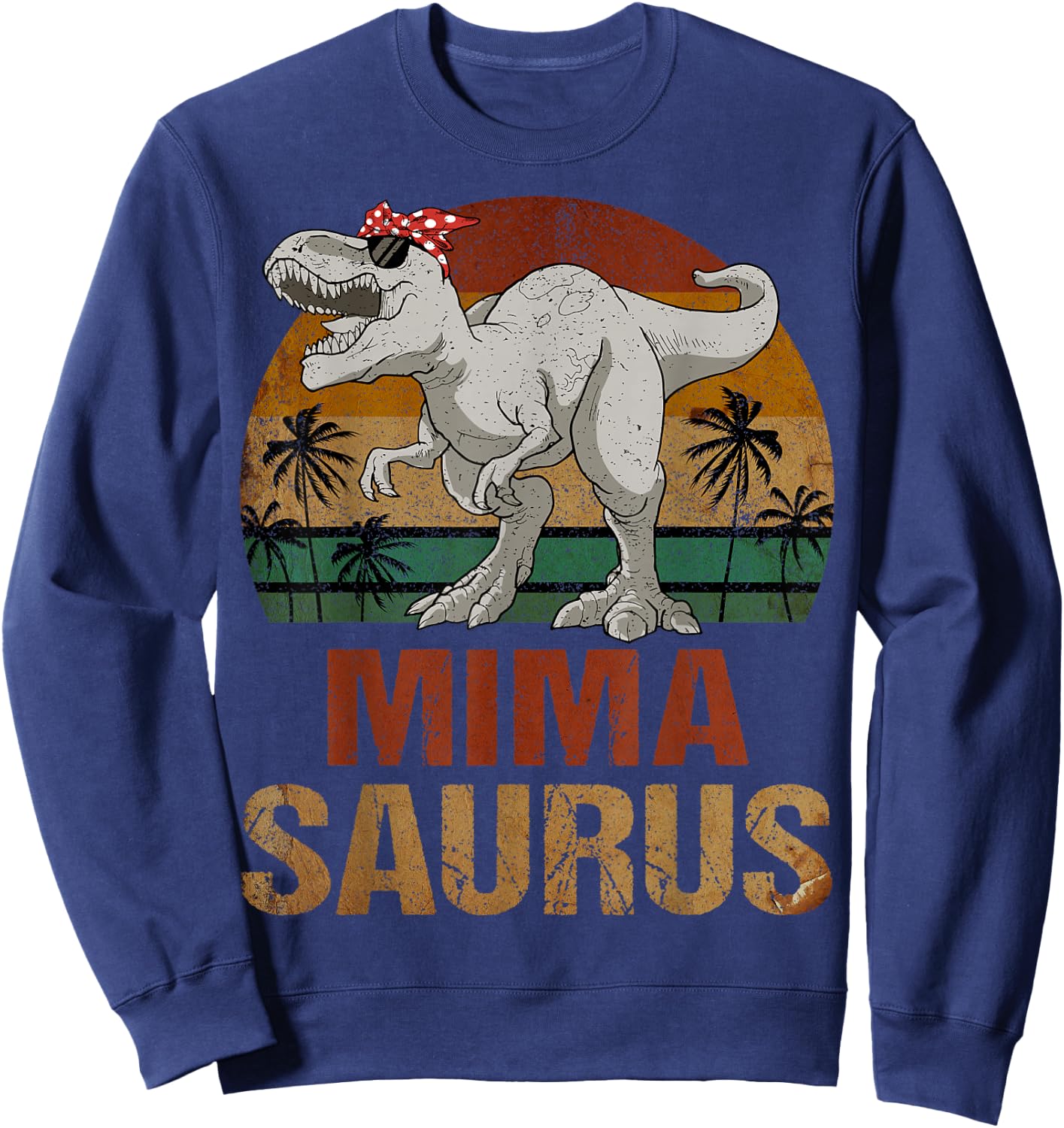 Mimasaurus Dinosaur Mima Saurus Vintage Mother's Day Sweatshirt - Sweatshirt | Navy