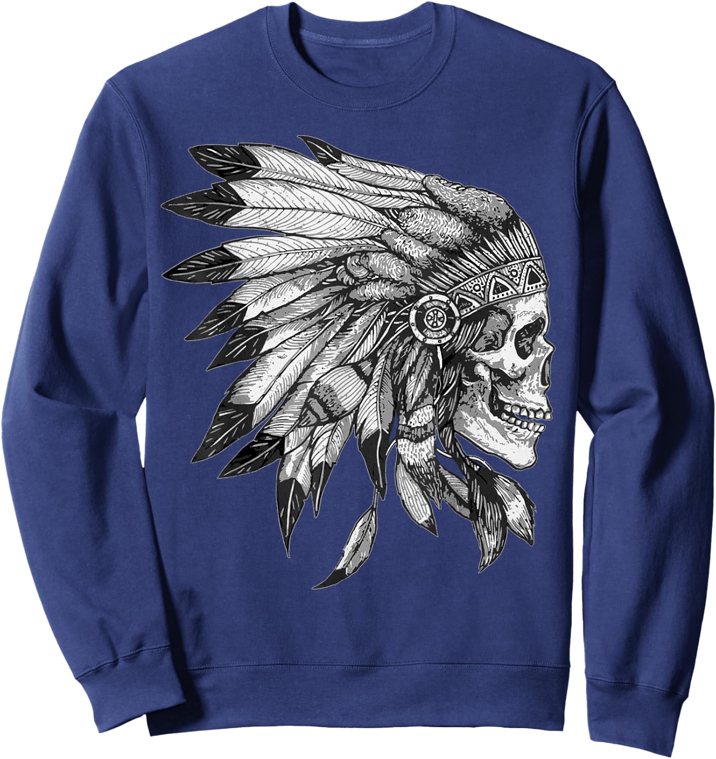American Motorcycle Skull Native Indian Eagle Chief Vintage Sweatshirt - Sweatshirt | Navy