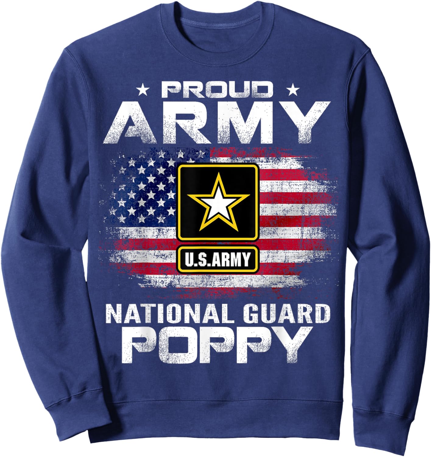 Proud Army National Guard Poppy With American Flag Gift Sweatshirt - Sweatshirt | Navy