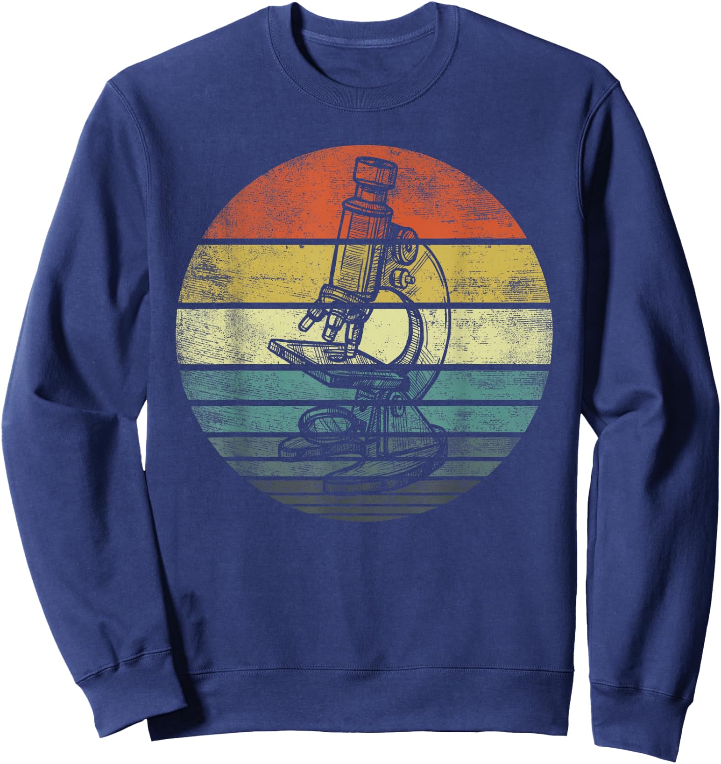 Science Gifts Retro Sunset Scientist Microscope Microscopy Sweatshirt - Sweatshirt | Navy