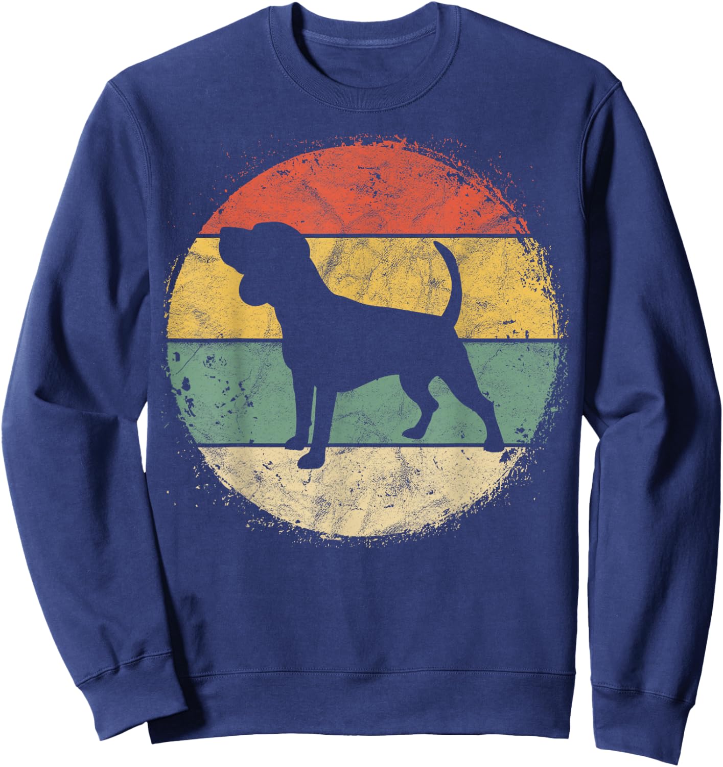 Circular Retro Beagle Owner Gift Tricolor Beagle Dad Mom Sweatshirt - Sweatshirt | Navy