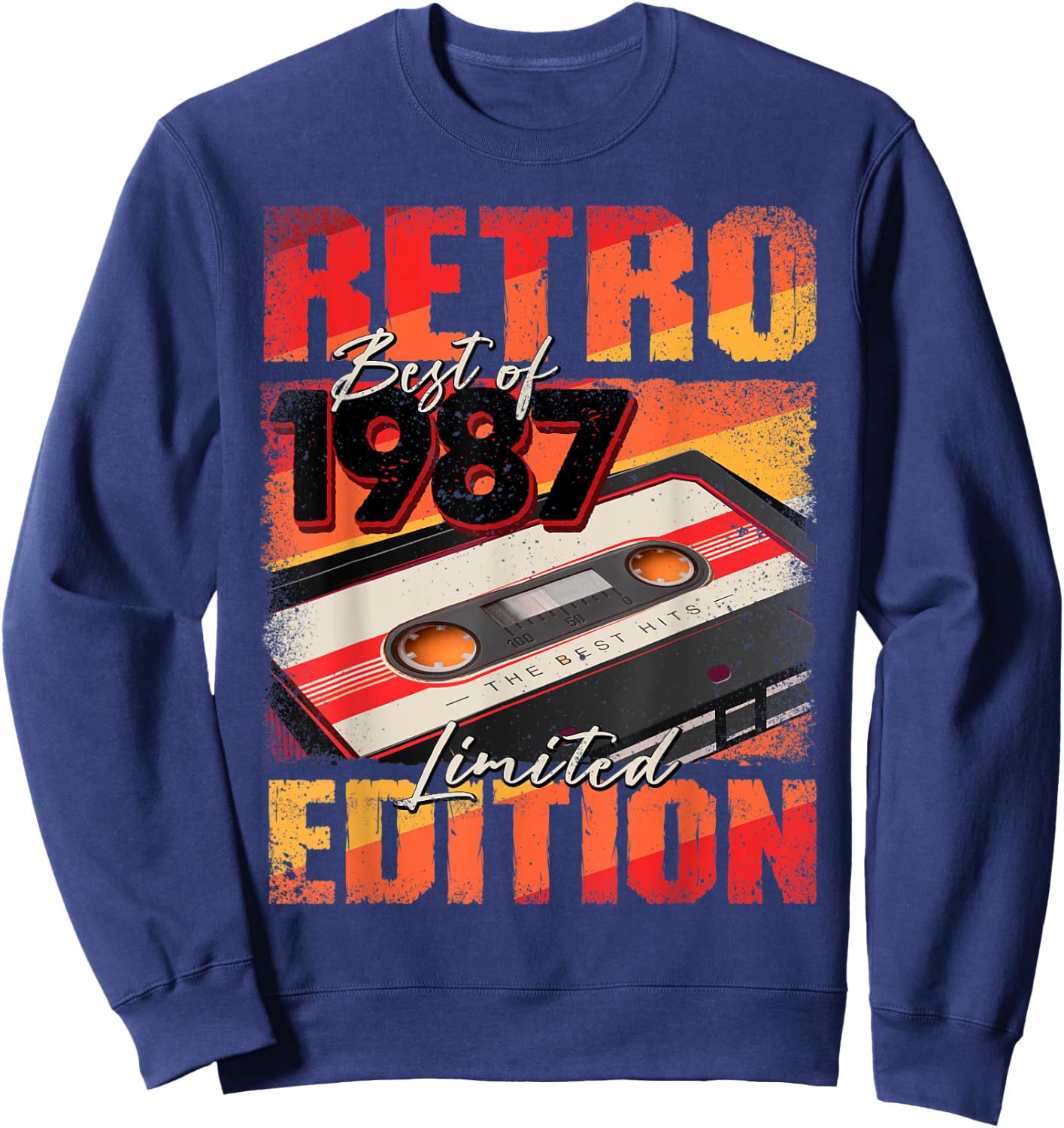 Vintage 1987 Best Of 1987 Cassette Tape 35th Birthday Sweatshirt - Sweatshirt | Navy