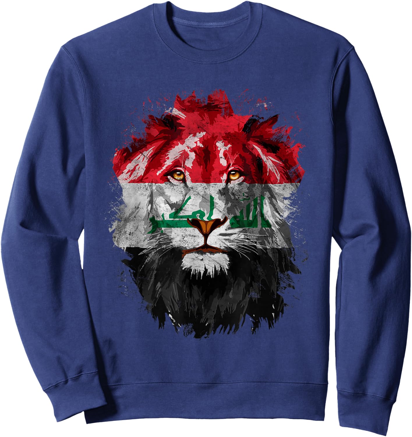 Vintage Iraq Flag Retro Iraqi Pride Lion Iraq Flag Sweatshirt - Sweatshirt | Navy