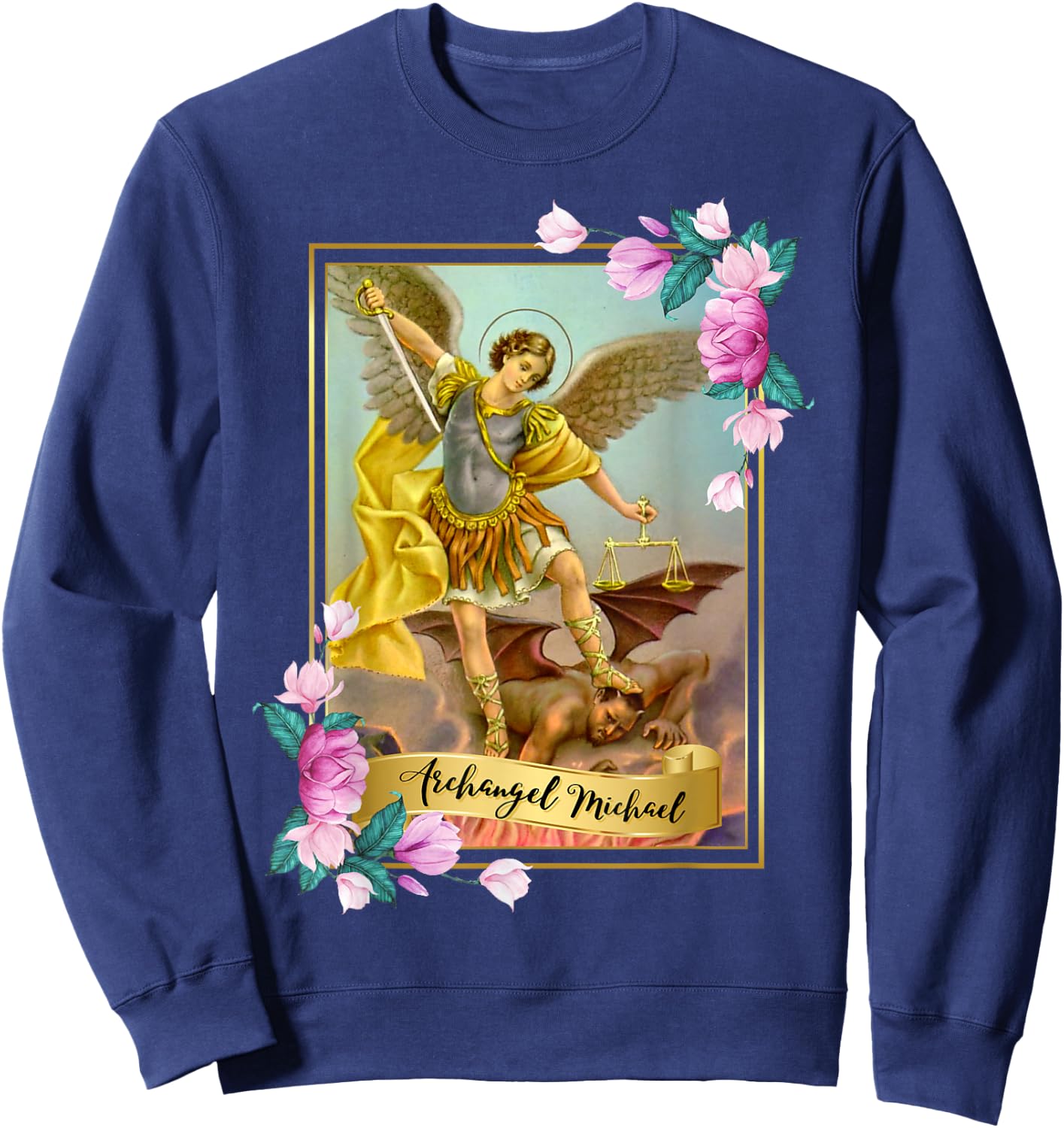 St Michael the Archangel - Protector Catholic Church Angel Sweatshirt - Sweatshirt | Navy