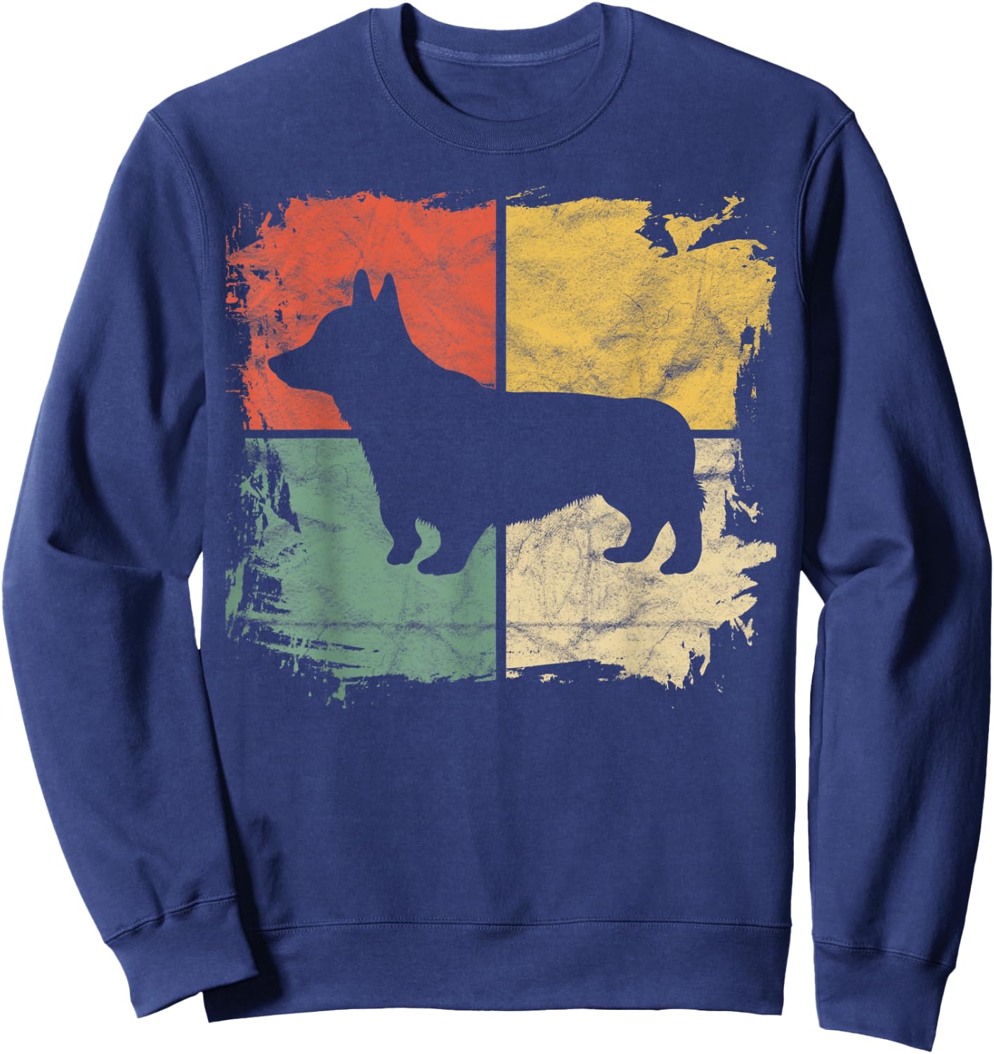 Square Retro Corgi Owner Gift Dog Welsh Corgi Dad Pet Mom Men Women Kids Sweatshirt - Sweatshirt | Navy