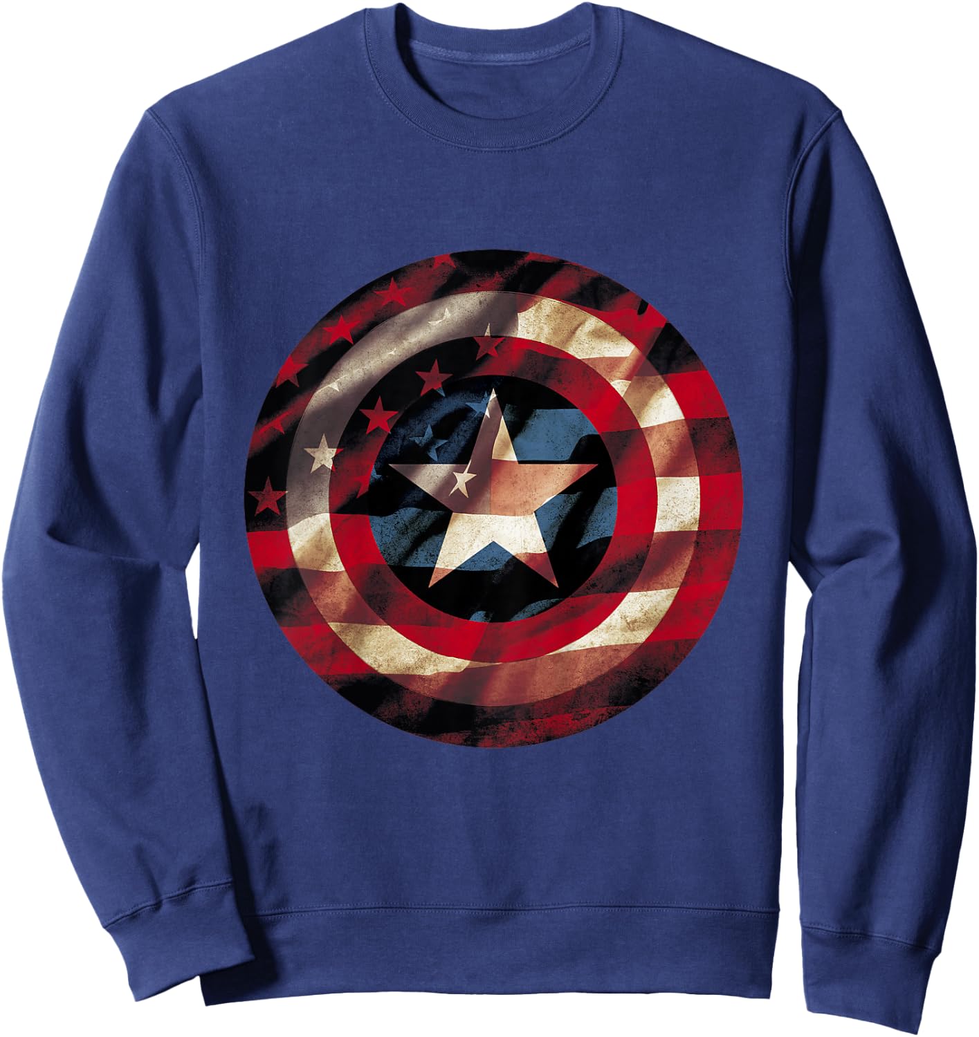 Kids Marvel Captain America Shield Flag Kids Graphic Sweatshirt - Sweatshirt | Navy