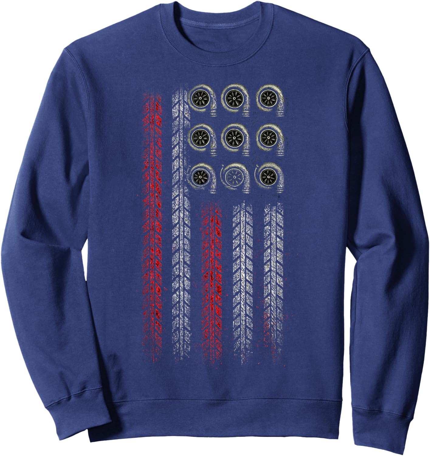 Funny Racing and Drift, Burnout American Patriotic Flag Sweatshirt - Sweatshirt | Navy