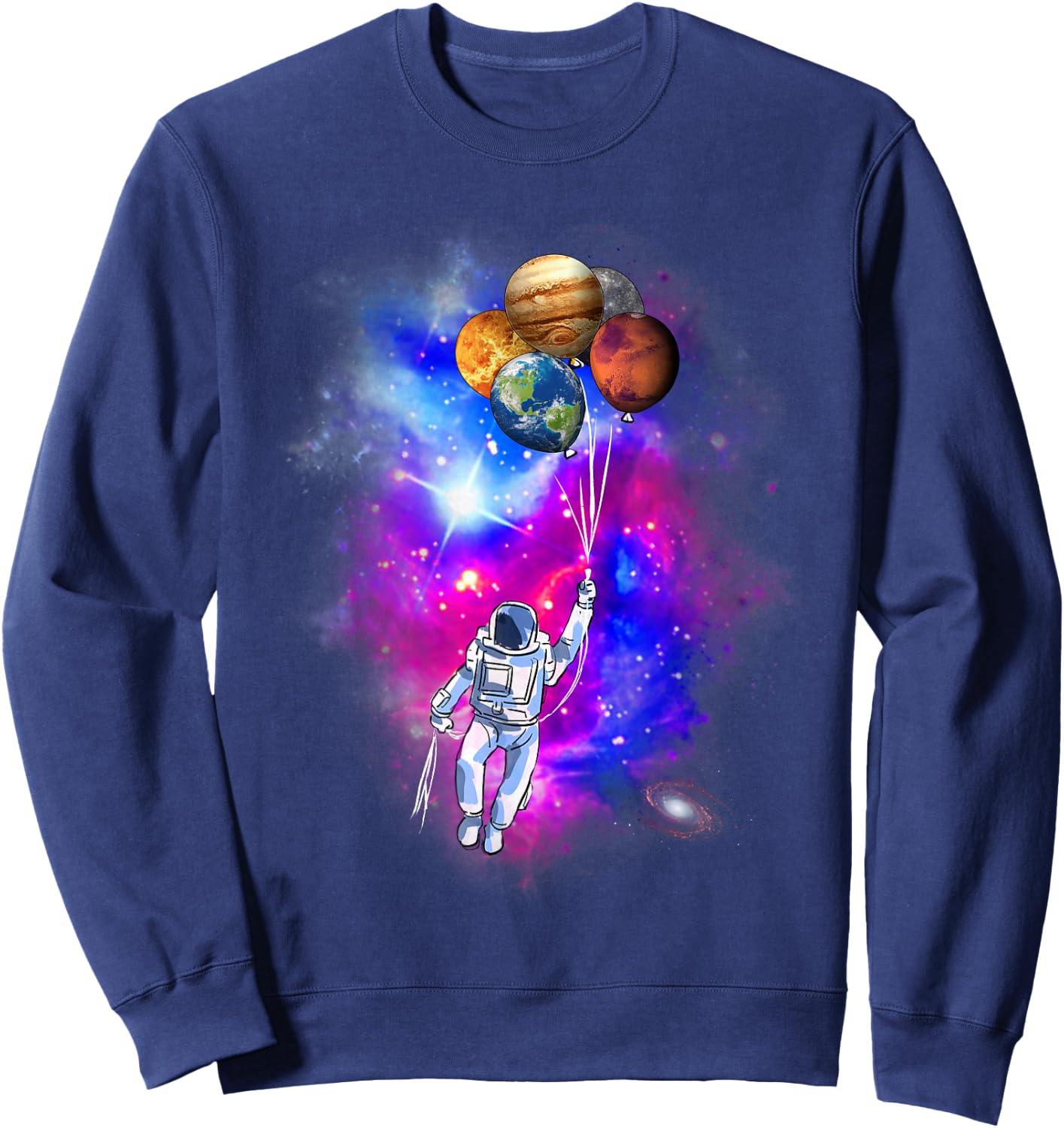 Spaceman's Trip - Astronaut Planet Balloon Outer Space Sweatshirt - Sweatshirt | Navy