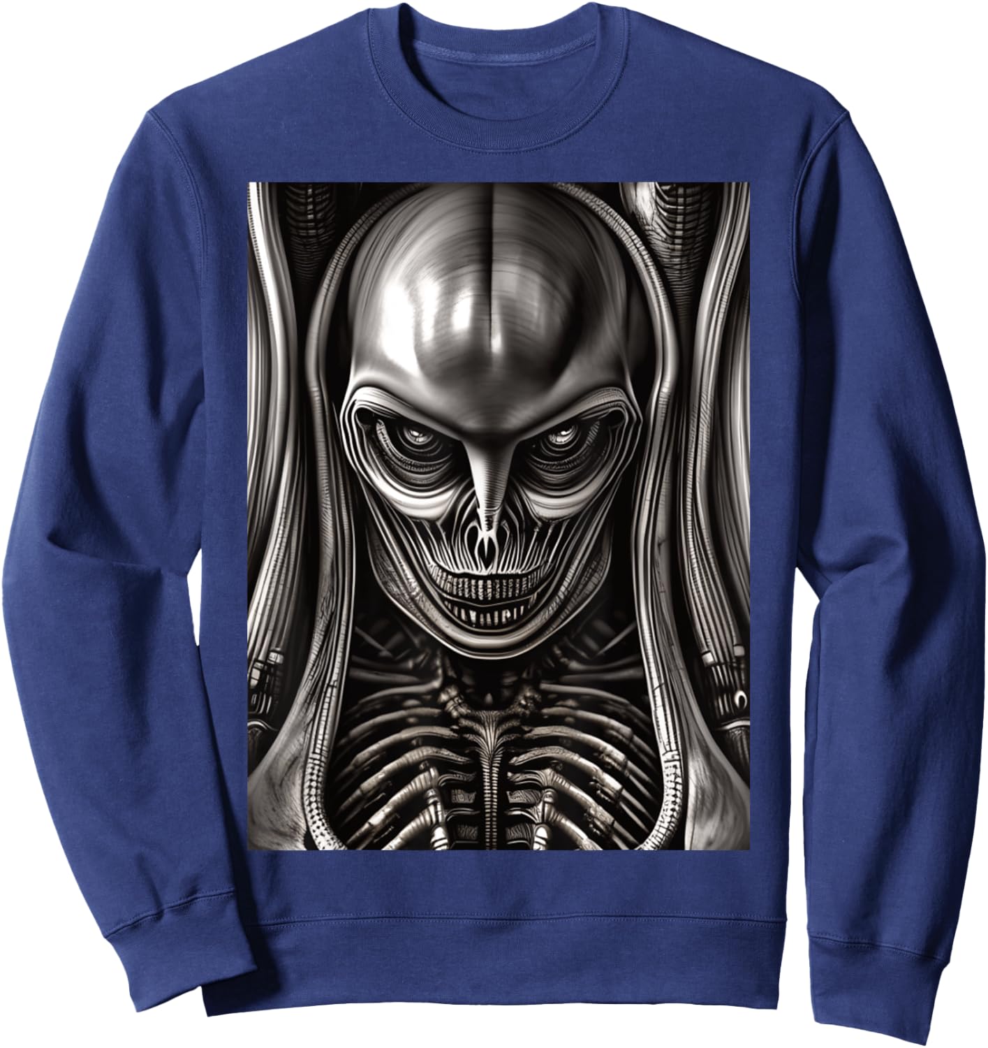 Giger Inspired Female Ancient Alien Astronaut Sweatshirt - Sweatshirt | Navy
