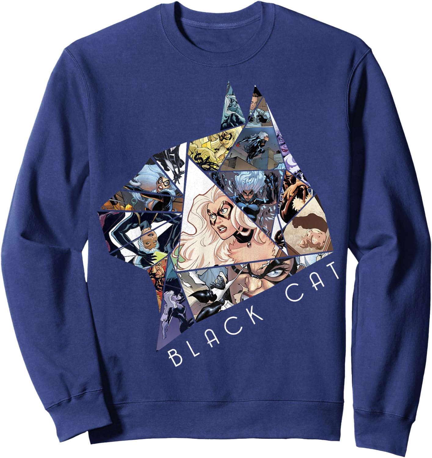 Marvel Black Cat Shattered Collage Action Poses Poster Sweatshirt - Sweatshirt | Navy