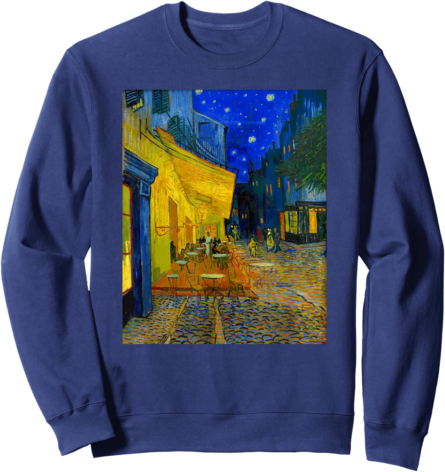Famous Artist Cafe Terrace at Night Van Gogh Art Painting Sweatshirt - Sweatshirt | Navy