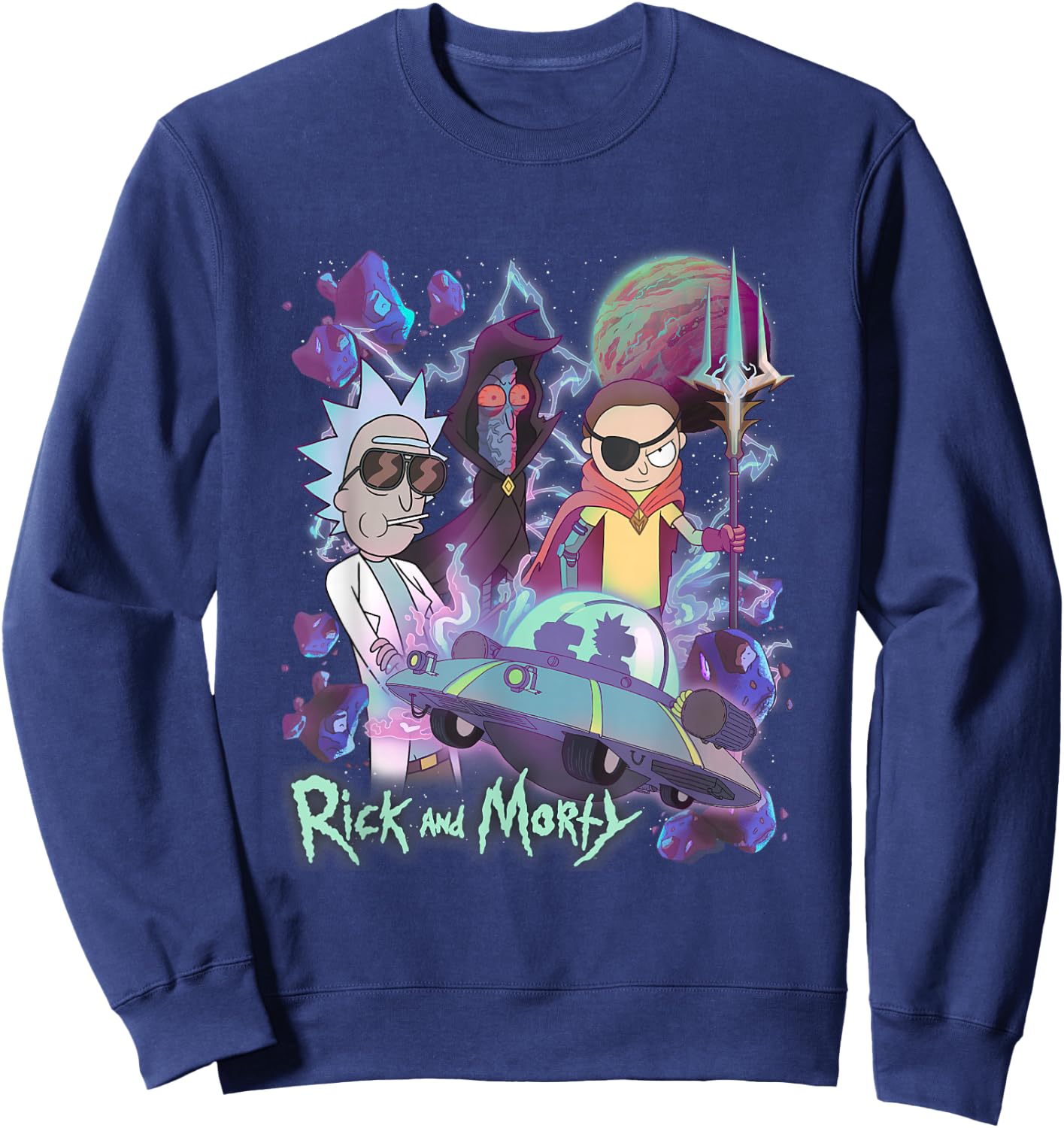 Rick And Morty Story Train Evil Morty Epic Poster Sweatshirt - Sweatshirt | Navy