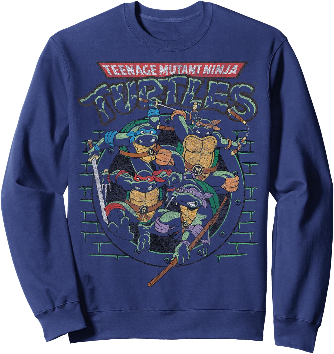 TMNT Ninja Turtles Action Shot All Characters Sweatshirt - Sweatshirt | Navy