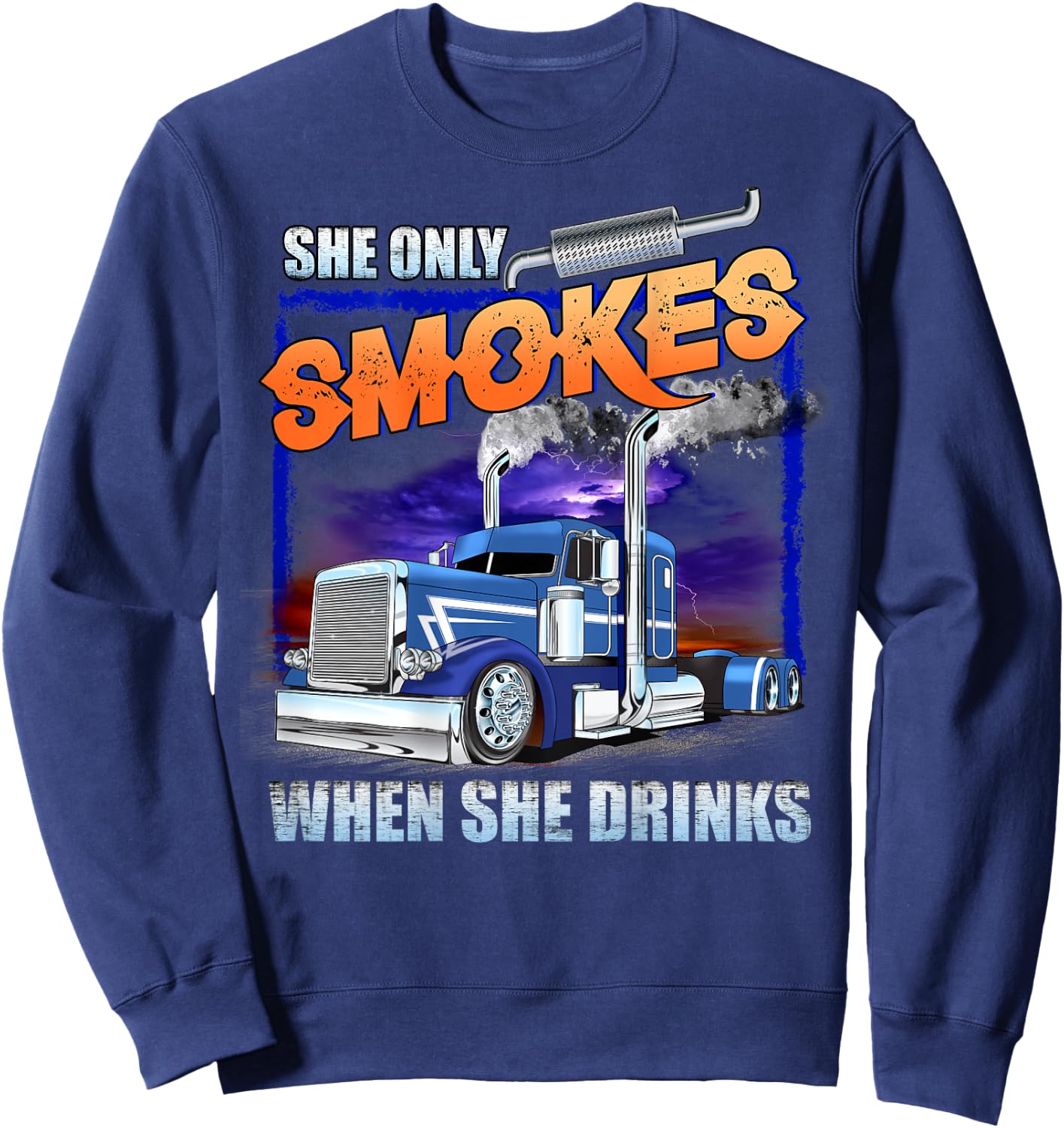 She Only Smokes When She Drinks Sweatshirt - Sweatshirt | Navy