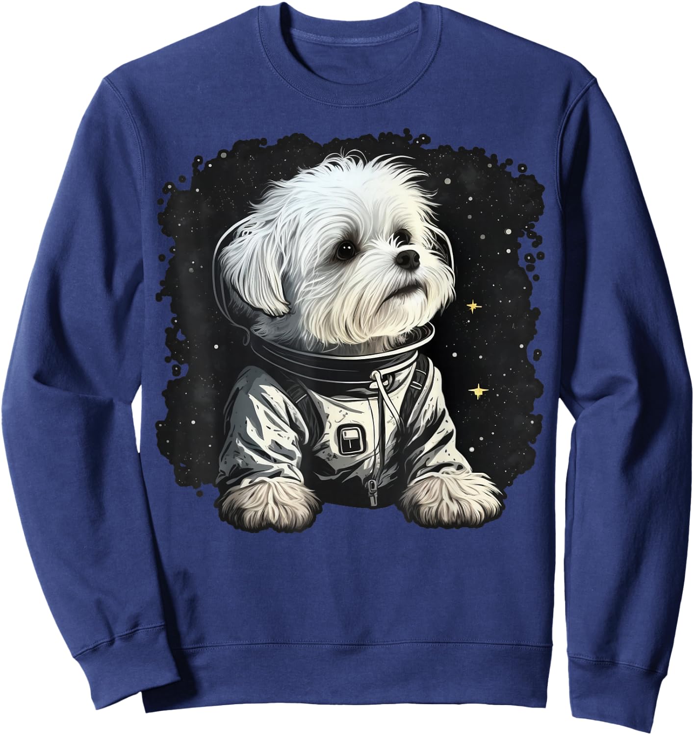 Outer Space Maltese dog on Galaxy Astronaut Maltese dog Sweatshirt - Sweatshirt | Navy