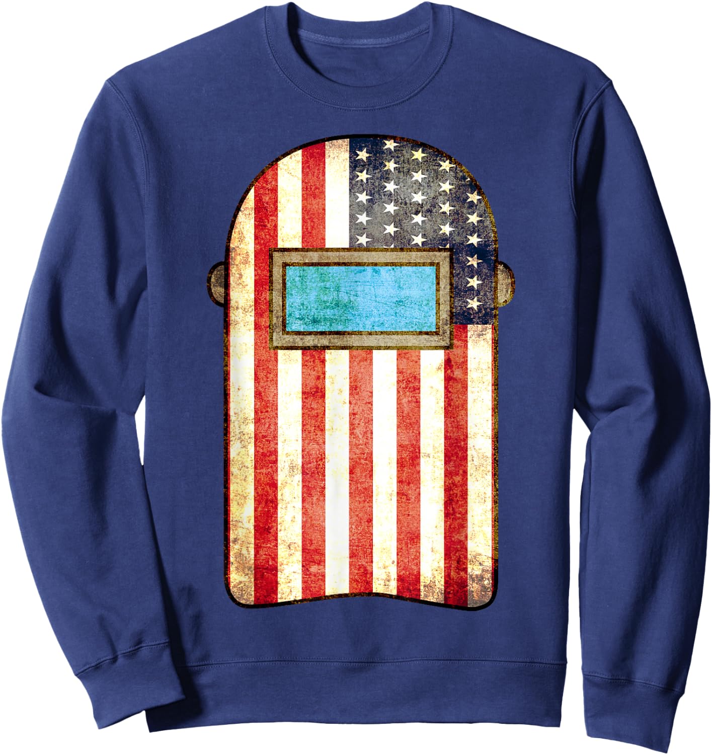 American Welder | US Flag Welding Hood Gift Sweatshirt - Sweatshirt | Navy