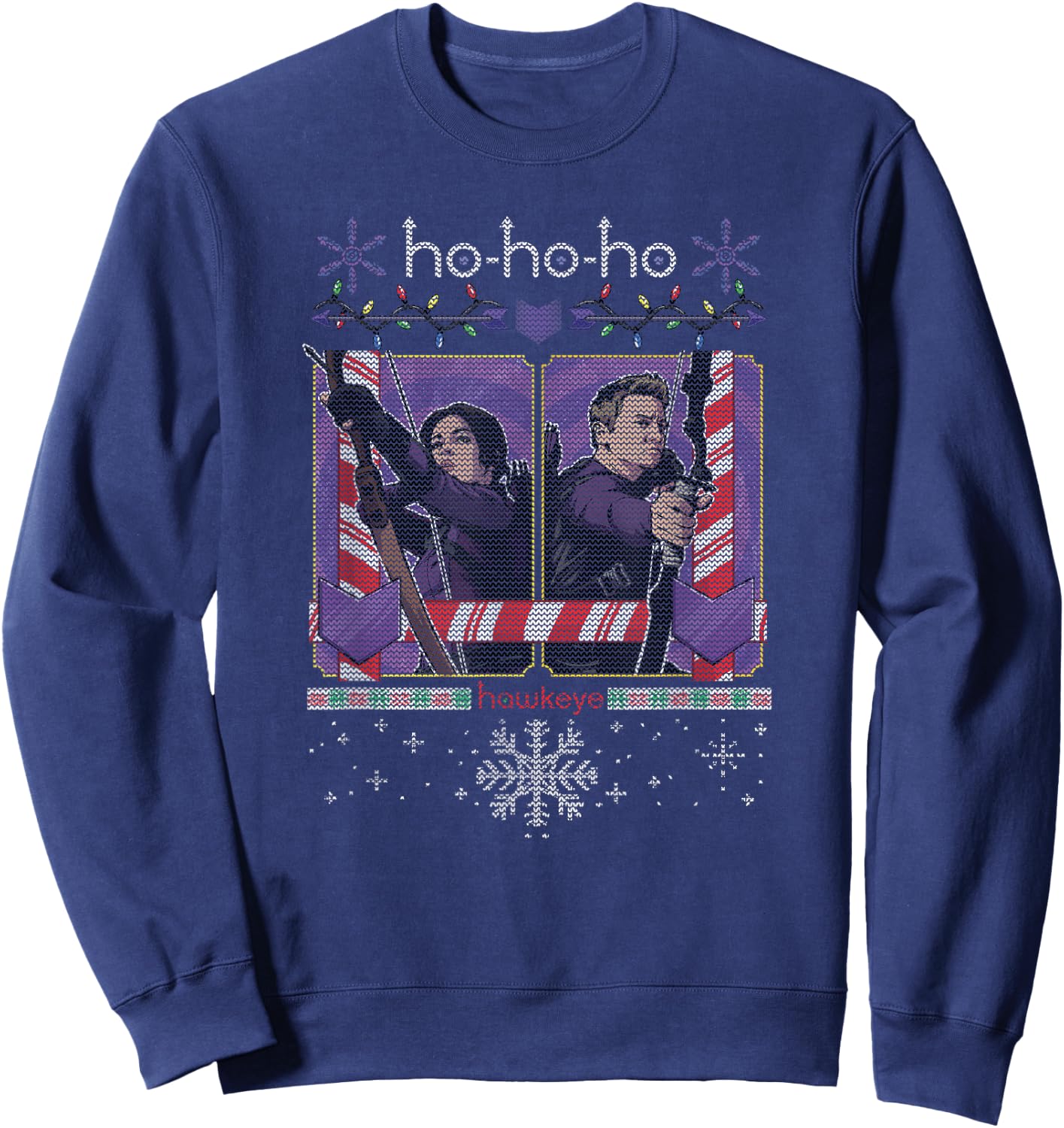 Marvel Hawkeye Ho-Ho-Ho Hawkeye And Kate Ugly Christmas Sweatshirt - Sweatshirt | Navy