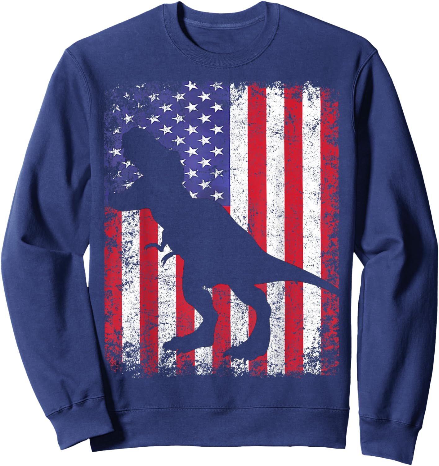 Dino USA American Flag 4th Of July Gift Sweatshirt - Sweatshirt | Navy