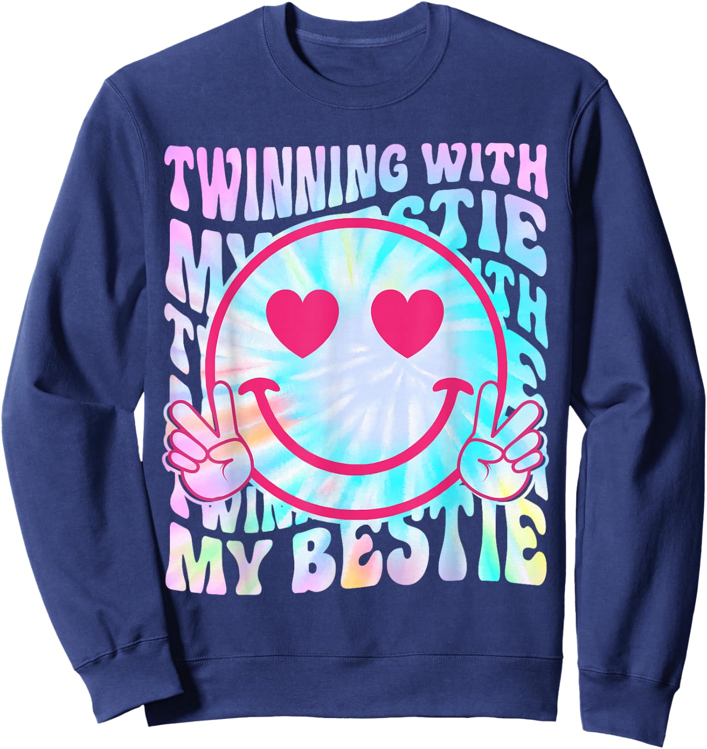 Twinning with My Bestie Spirit Week Twin Day Best Friend 70s Sweatshirt - Sweatshirt | Navy
