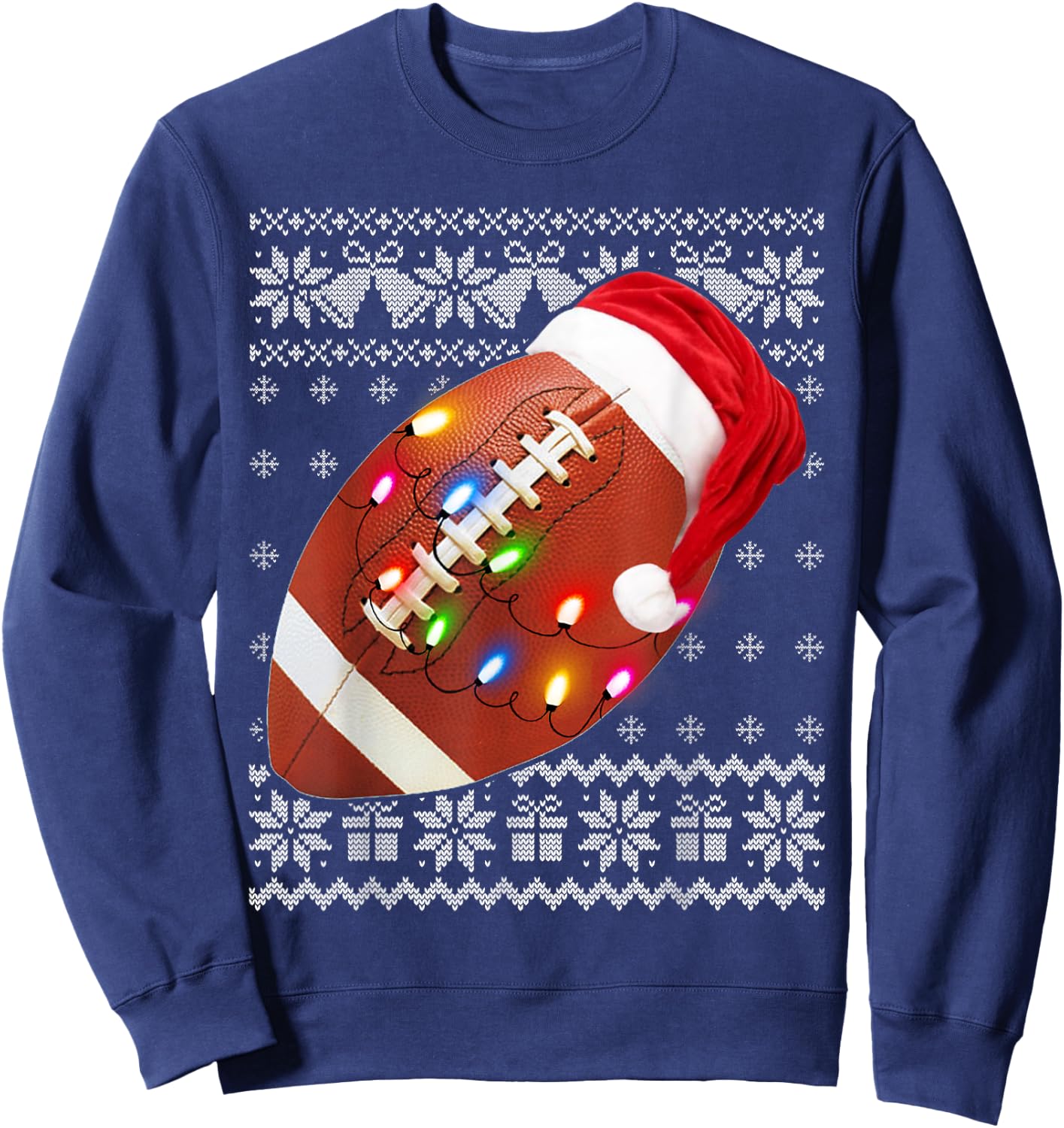 Football Christmas Shirt Funny Ugly Christmas Sweater Sweatshirt - Sweatshirt | Navy