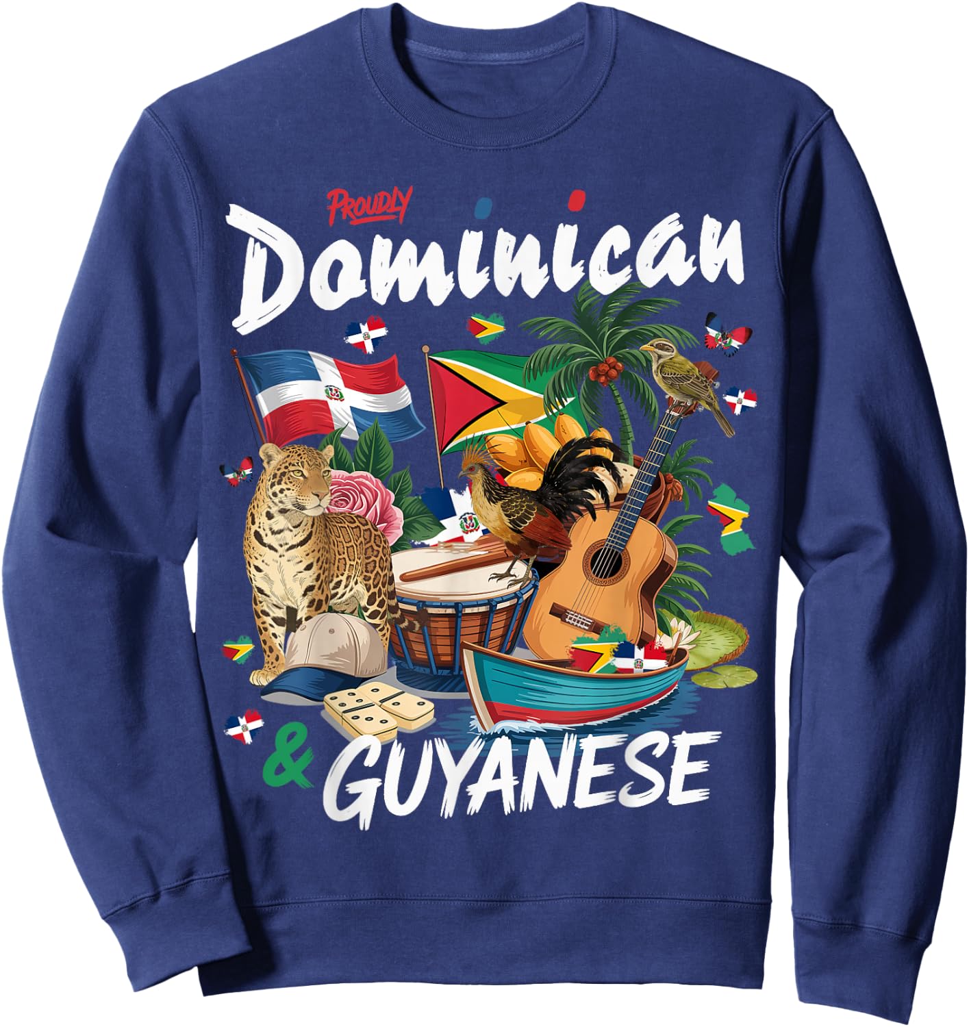 Guyana & Dominican Flag Culture Idea Guyanese Sweatshirt - Sweatshirt | Navy