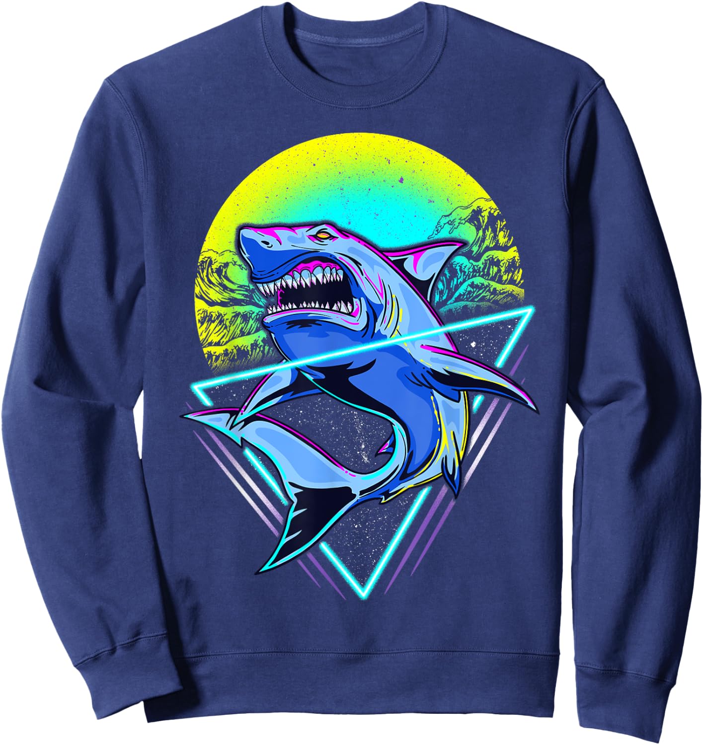 Shark Retro Punk 80s 90s Sweatshirt - Sweatshirt | Navy