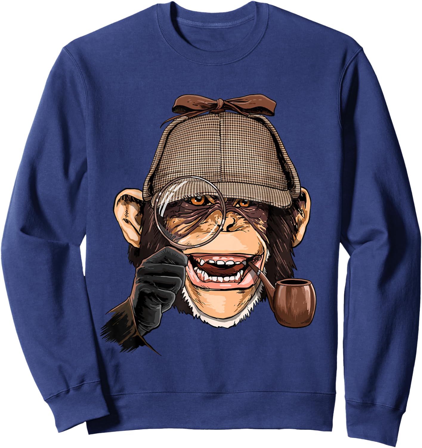 Chimpanzee Detective Great Ape Chimp Primate Animal Lover Sweatshirt - Sweatshirt | Navy