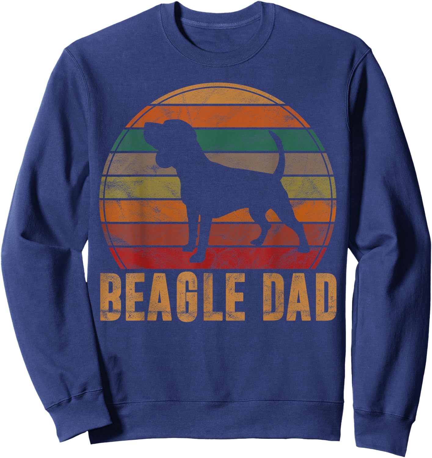 Retro Beagle Dad Gift Dog Owner Pet Tricolor Beagle Father Sweatshirt - Sweatshirt | Navy