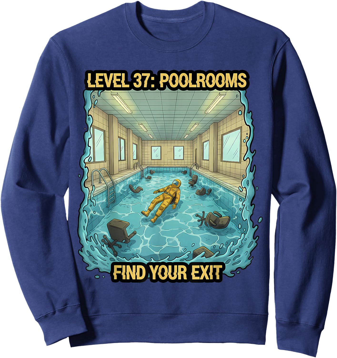 The Backrooms Level 37 Poolrooms Sweatshirt - Sweatshirt | Navy